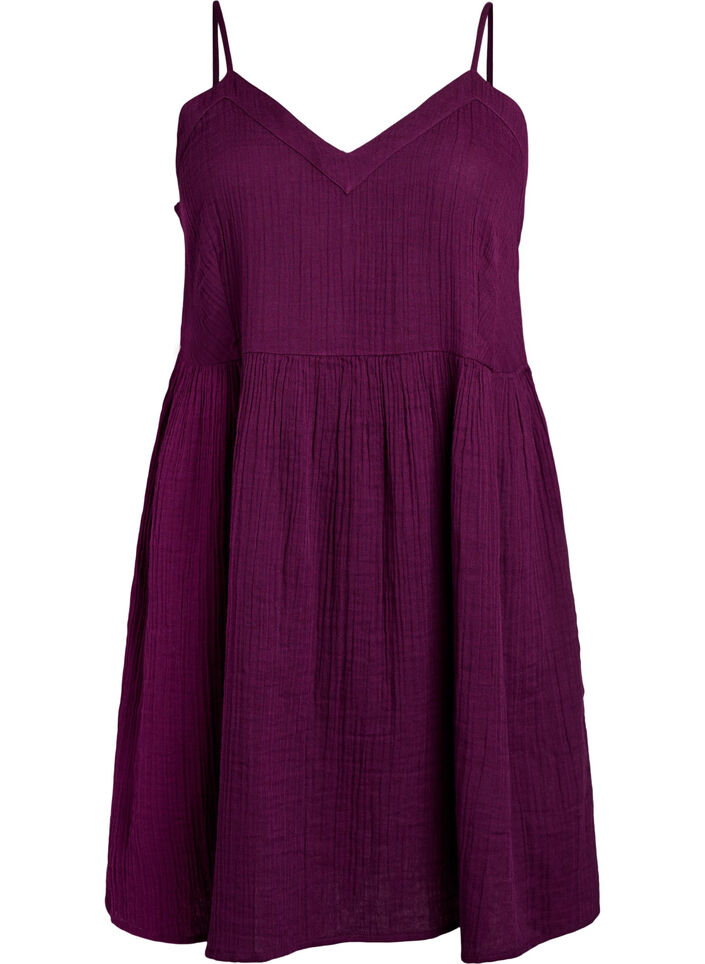 Cotton beach dress with narrow straps, Purple, Packshot image number 0