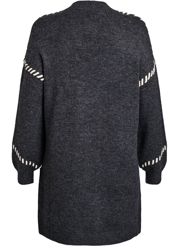 Knitted dress with contrast stitching, Dark Grey, Packshot image number 1