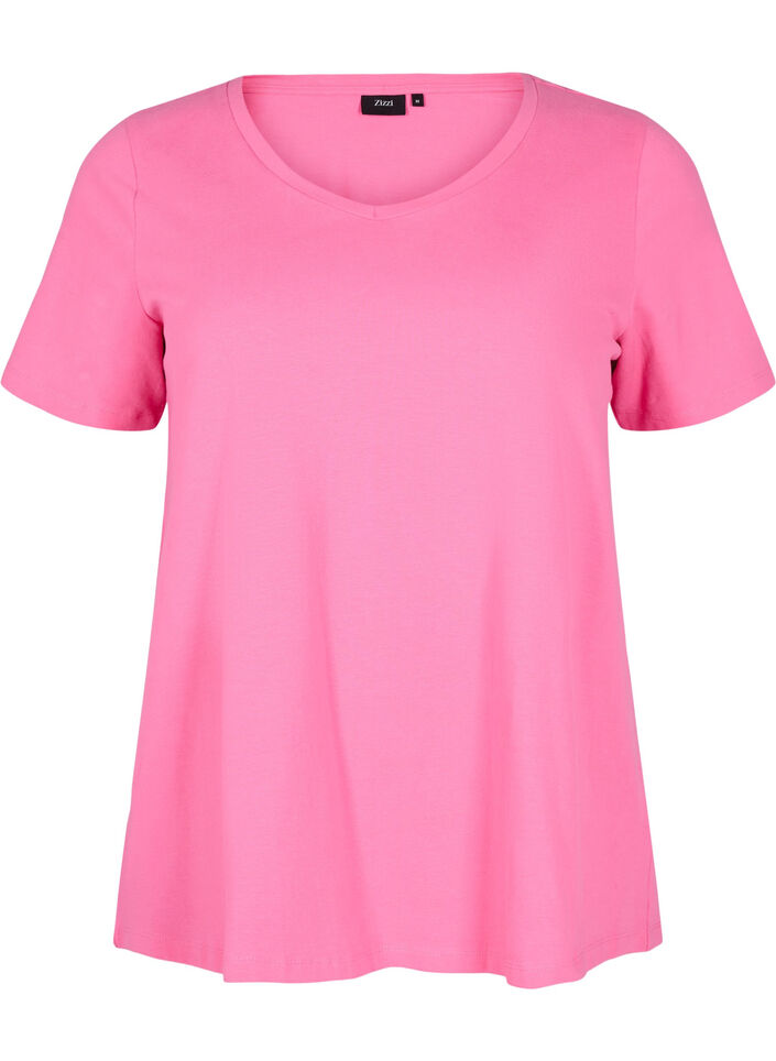 Basic plain cotton t-shirt, Pink, Packshot image number 0