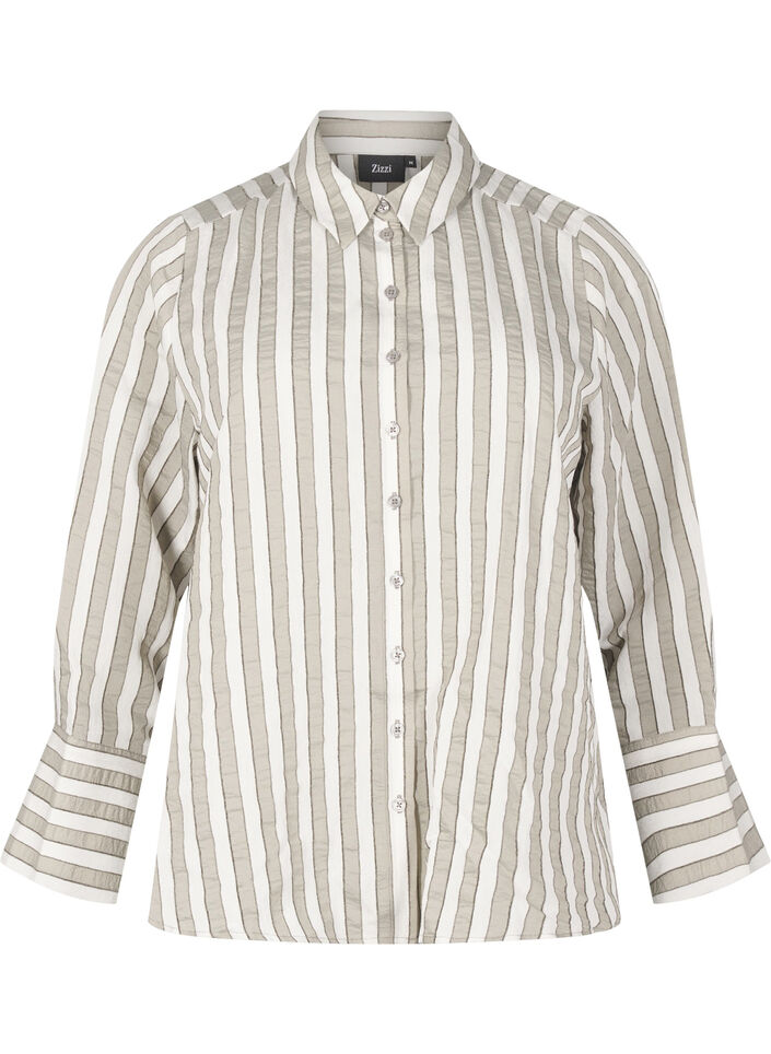Loose shirt with stripes, Beige, Packshot image number 0