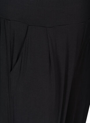 Loose exercise trousers in viscose with pockets, Black, Packshot image number 3