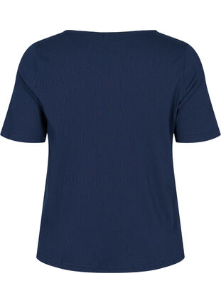 Short-sleeved T-shirt with buttons, Navy Blazer, Packshot image number 1