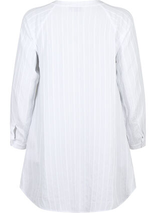 Long viscose shirt with striped structure, Bright White, Packshot image number 1