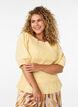 Smock blouse with a ruffle hem and boat neck, Yellow, Model image number 0