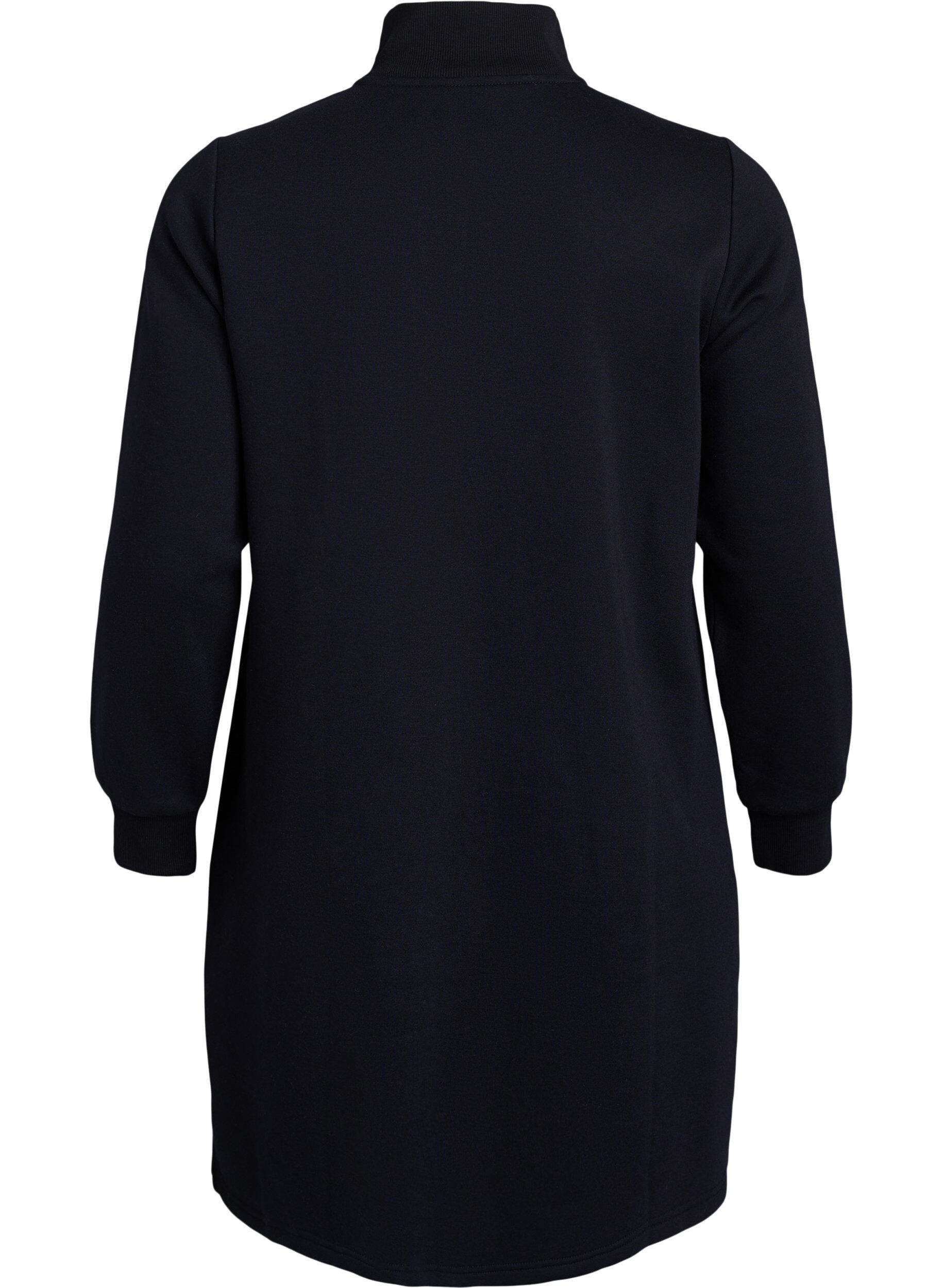 Zizzifashion Short sweatshirt dress with a high neck, Black, Packshot image number 1