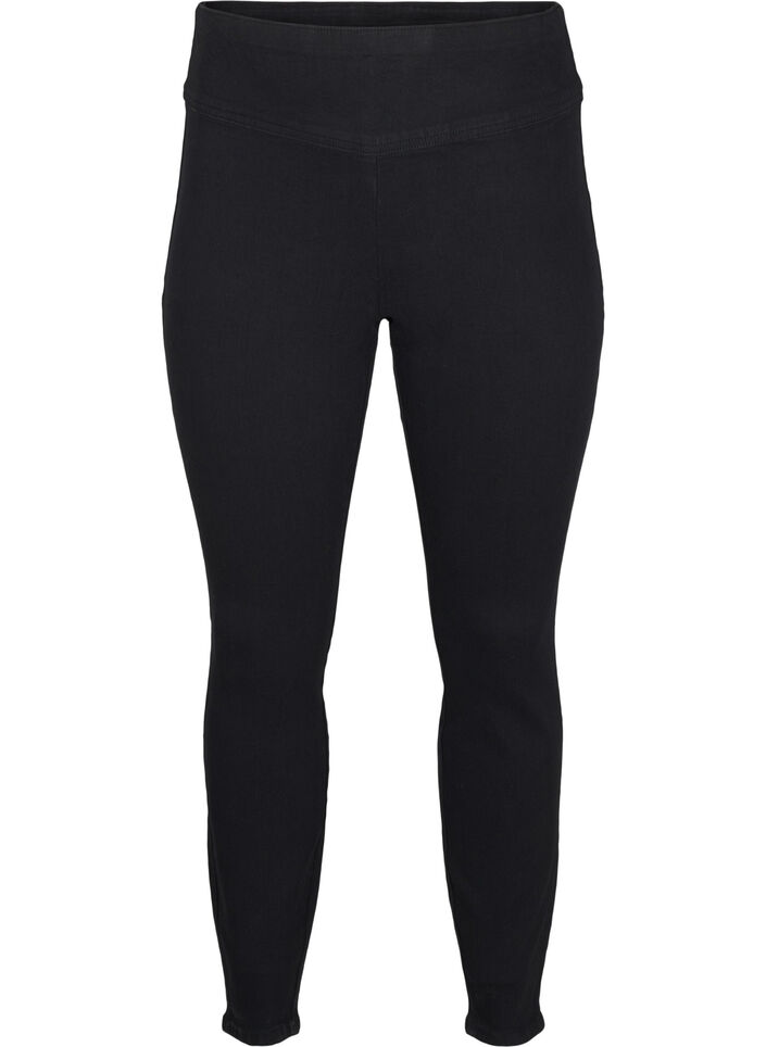 Stretchy jeggings with high waist, Black, Packshot image number 0