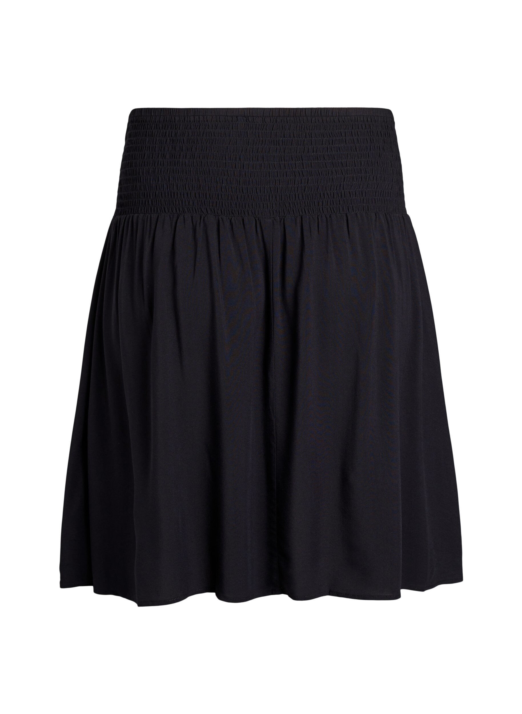 Zizzifashion Short skirt with smocked waist, Black, Packshot image number 1