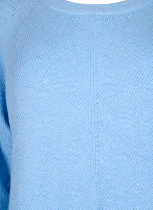 Melange pullover with side slit, Blue Bell/White Mel., Packshot image number 2