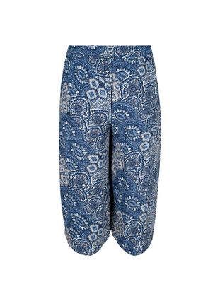 Printed culotte trousers in viscose, Asian Blue Print , Packshot image number 1