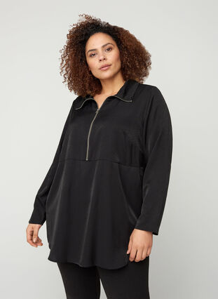 Tunic with 3/4-length sleeves, Black, Model image number 0