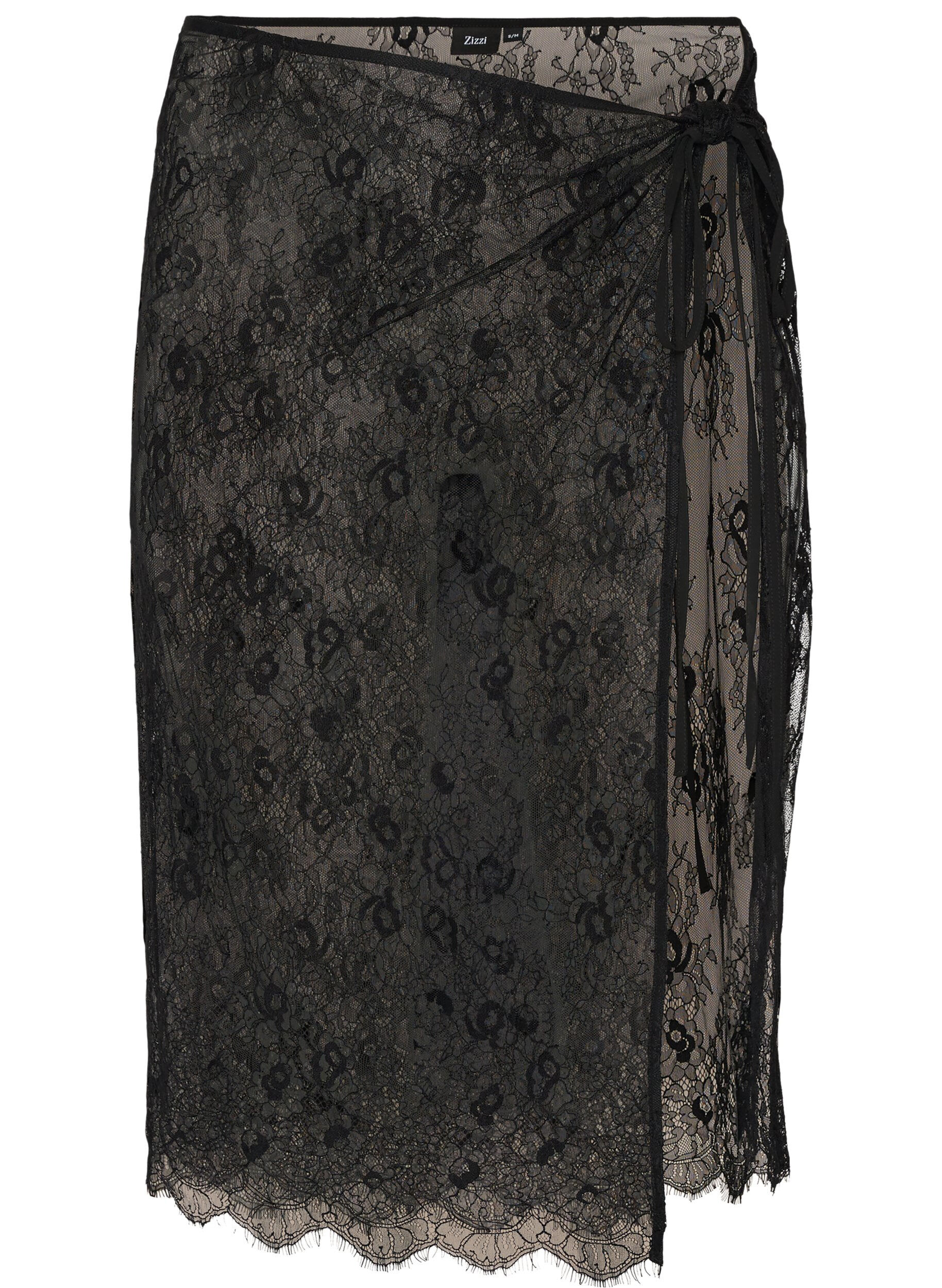 Lace wrap skirt with tie-fastening