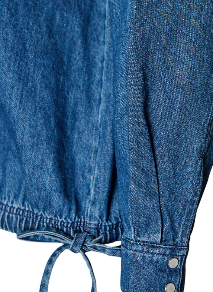 Denim blouse with balloon fit, Blue, Packshot