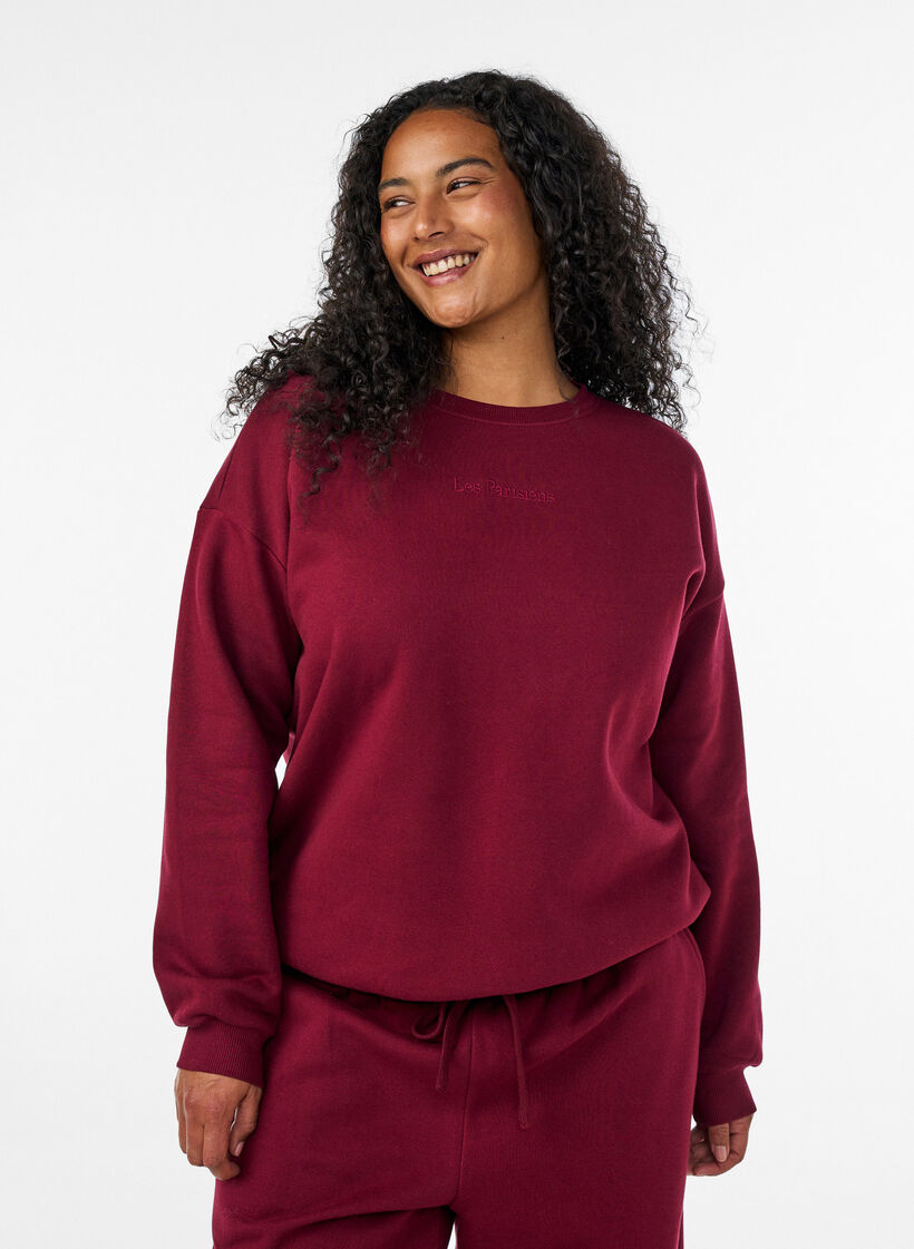 Sweatshirt with text print, Red, Model image number 0
