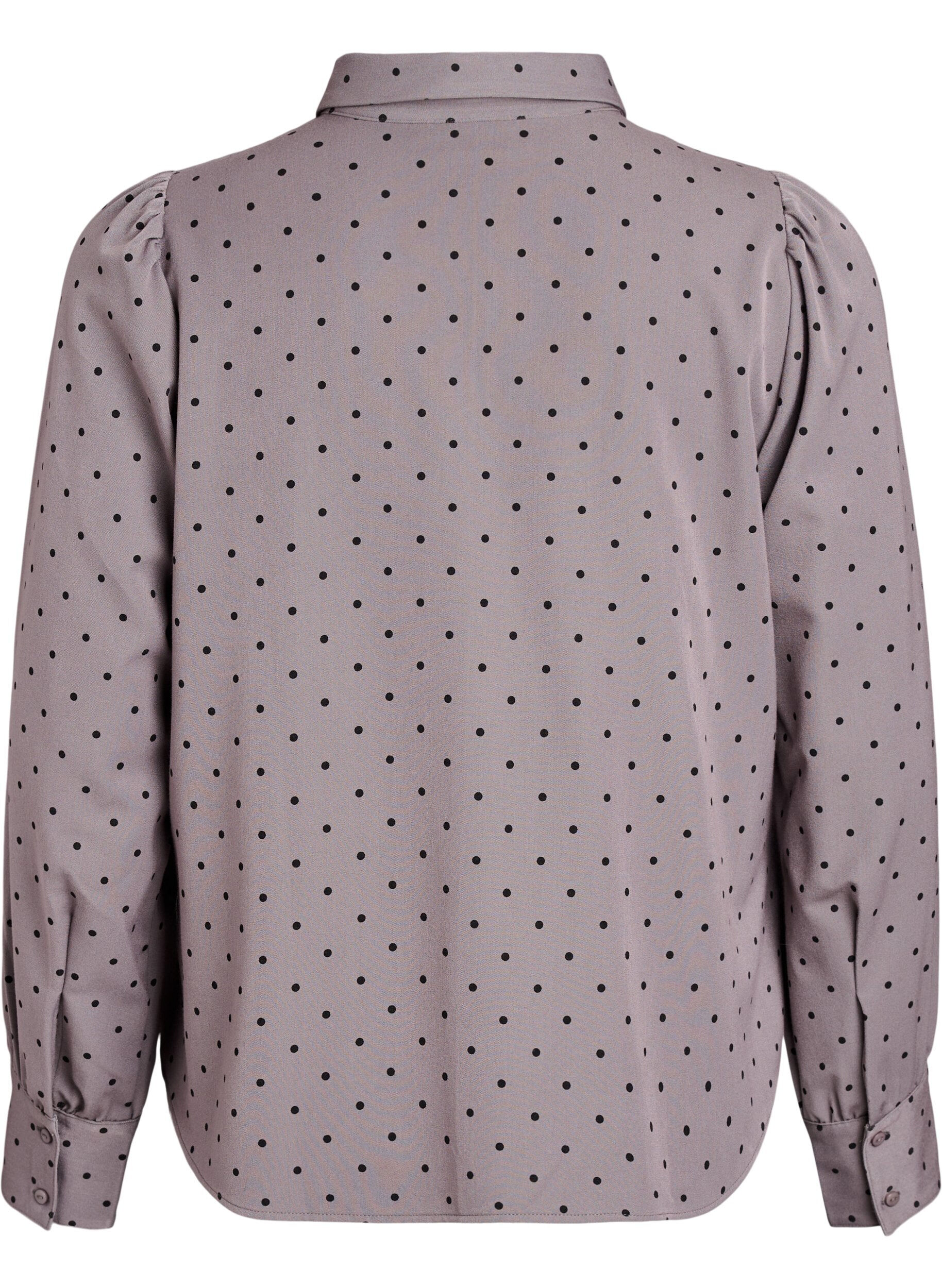 Zizzifashion Shirt with collar and dots, Grey, Packshot image number 1