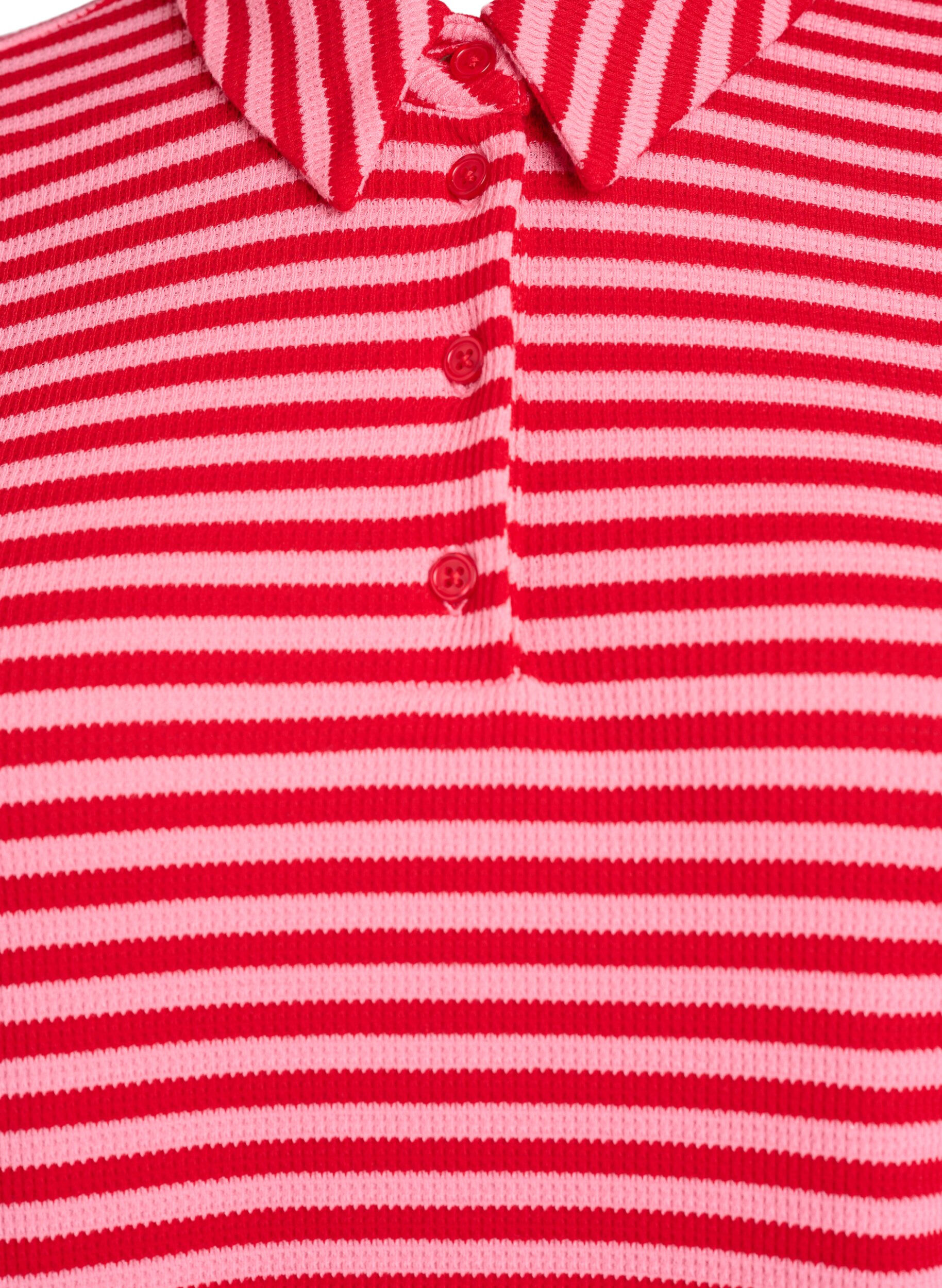 Zizzifashion Short sleeve polo shirt with stripes, Pink, Packshot image number 2