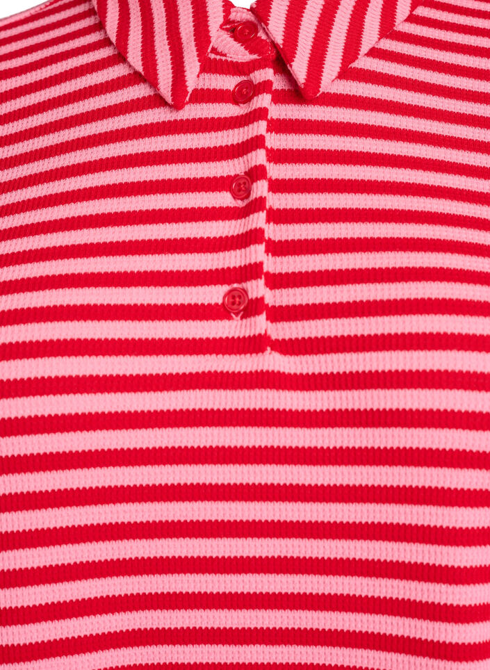 Short sleeve polo shirt with stripes, Pink, Packshot image number 2