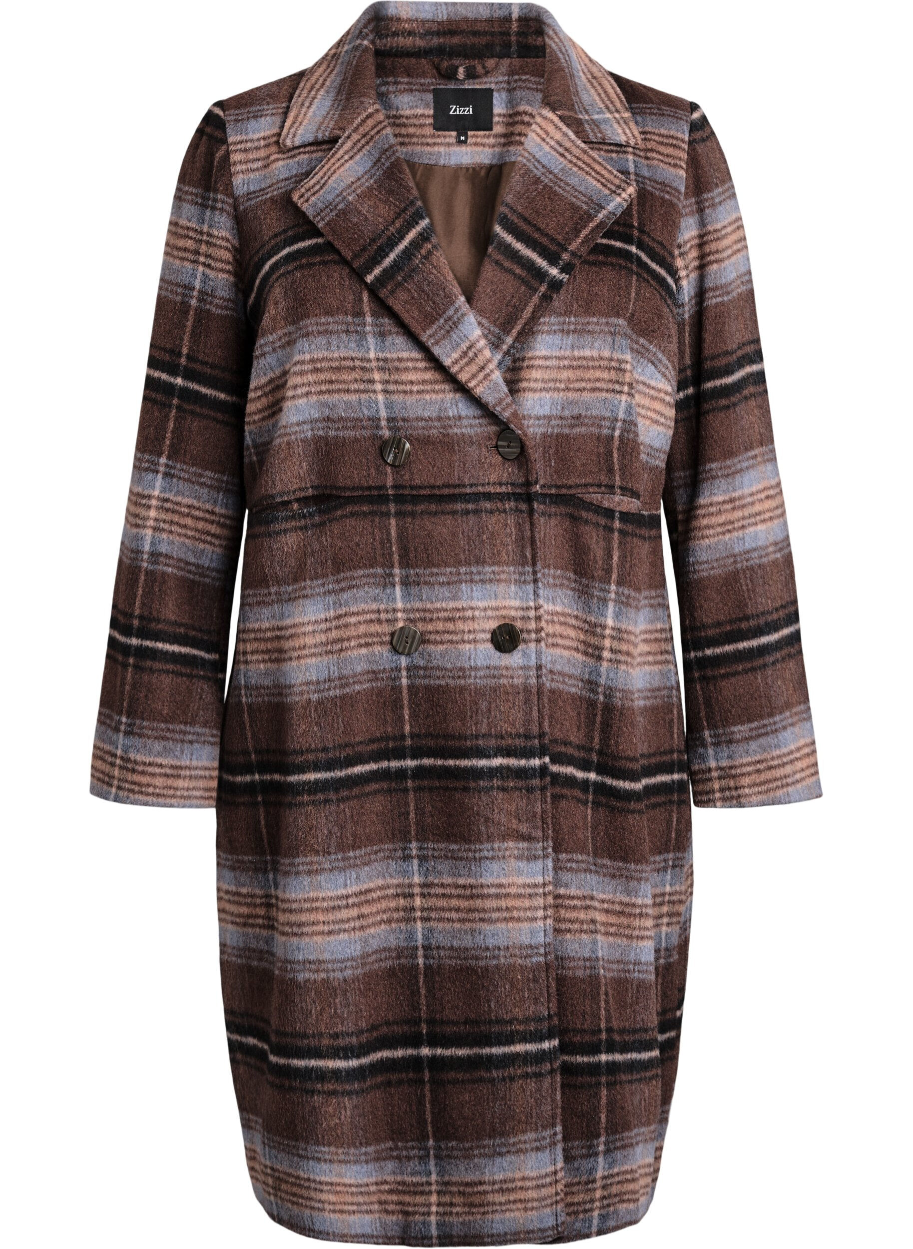 Brushed checked coat