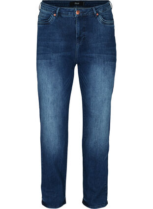 Gemma jeans with a regular fit and high waist, Blue denim, Packshot image number 0