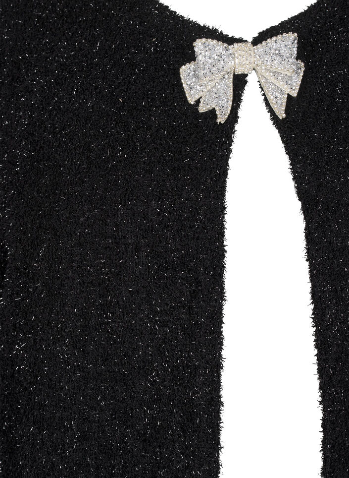 Jacket with bow and glitter thread, Black, Packshot image number 2
