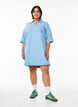 Short denim dress with a collar and V-neck, Light Blue, Model image number 1