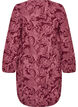 Short cotton dress with an elasticated hem and long sleeves, Dark Bordeaux, Packshot image number 1