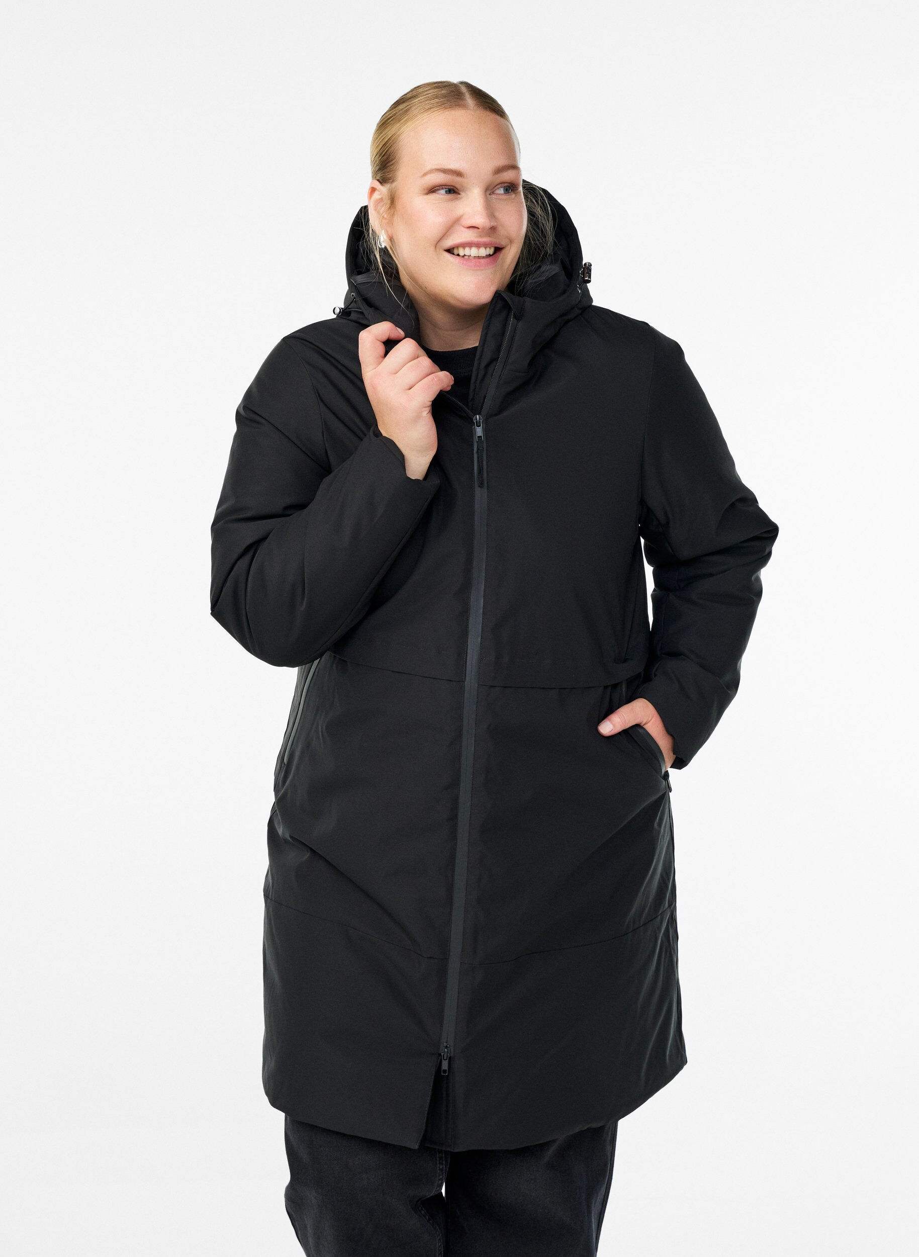 Winter jacket with adjustable waist, Black, Model