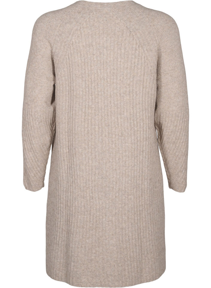 Rib-knit dress with slit, Simply Taupe Mel., Packshot image number 1