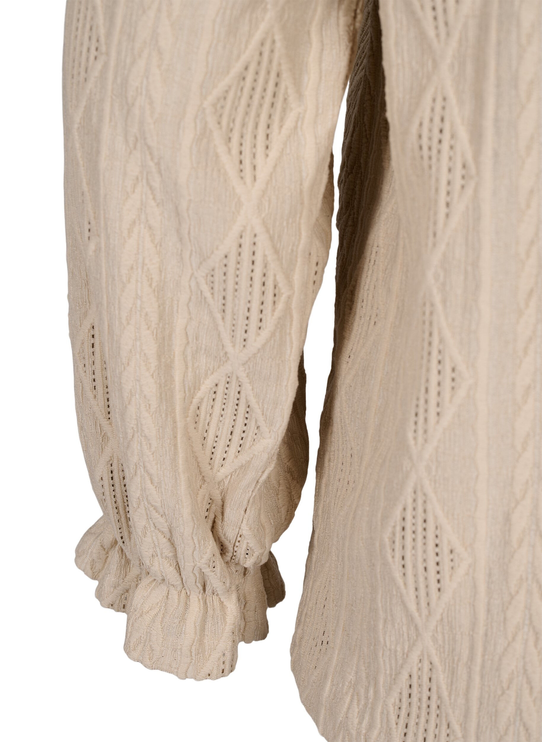Zizzifashion Blouse with ruffle details and tone-on-tone pattern, Sand, Packshot image number 2