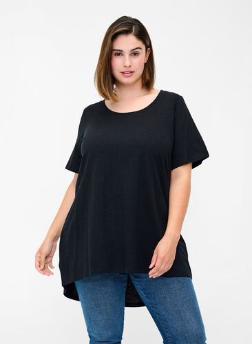 Short-sleeved cotton t-shirt, Black, Model image number 0