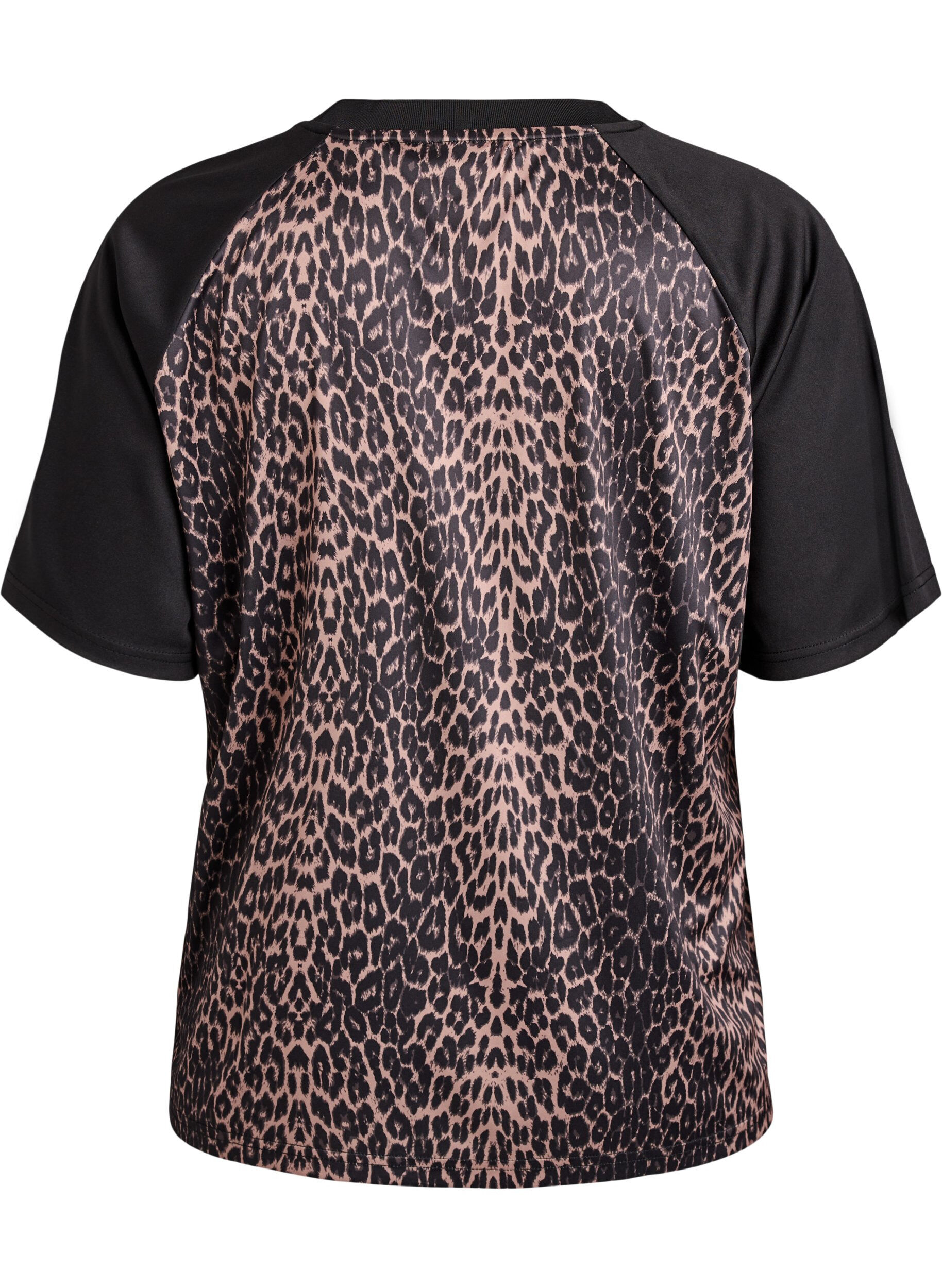 Zizzifashion Workout t-shirt with leopard print and raglan sleeves, Brown, Packshot image number 1