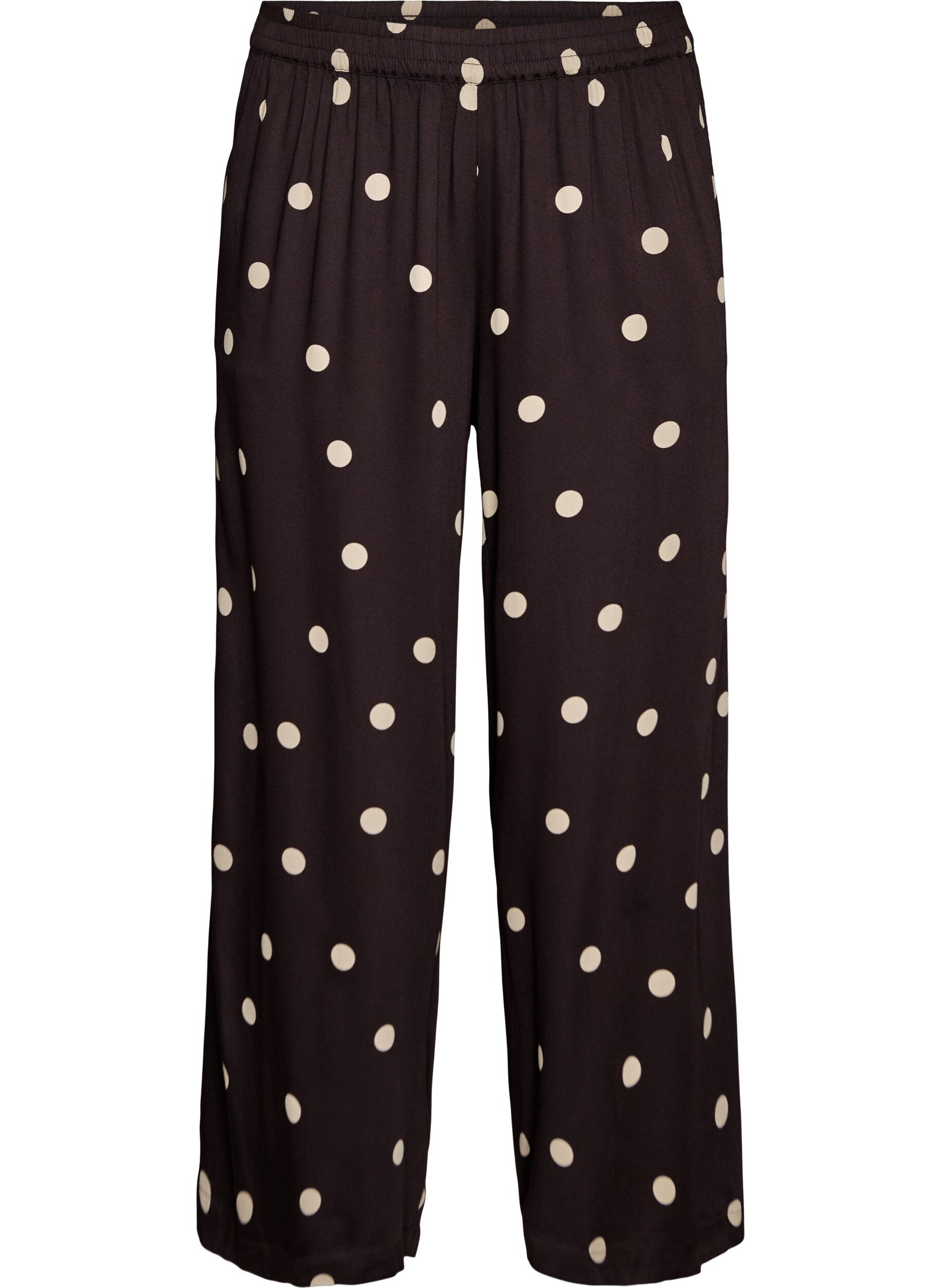 Viscose trousers with polka dots and wide legs