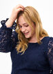 Lace blouse with long sleeves, Navy Blazer, Model image number 2