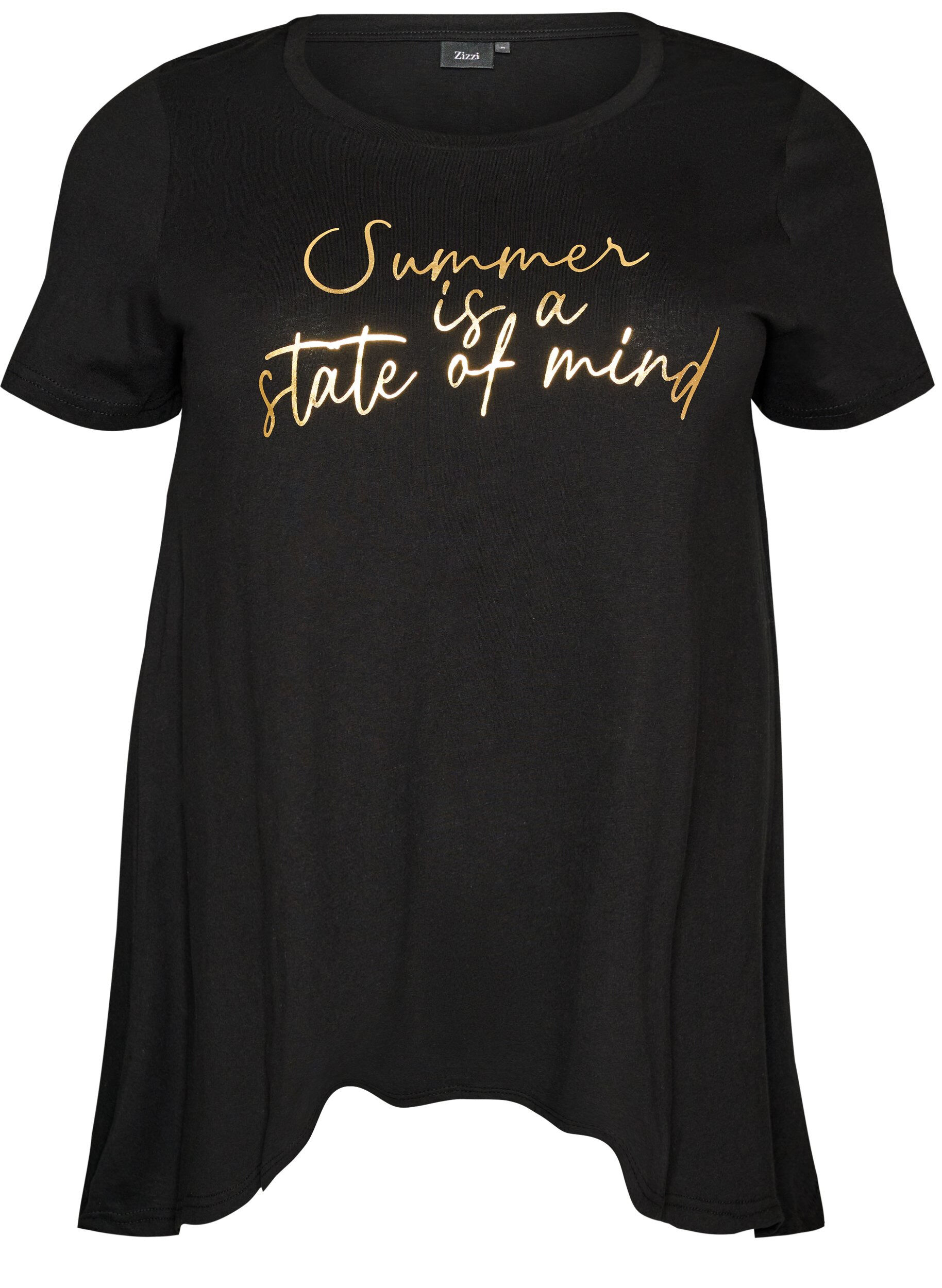 Zizzifashion T-shirt with a round neck and A-line shape, Black, Packshot image number 0