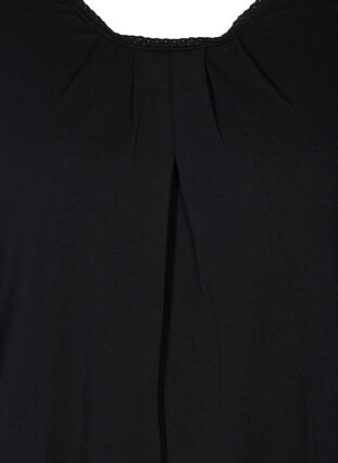 Short-sleeved t-shirt with a round neck and lace trim, Black, Packshot image number 2