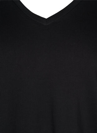 Organic cotton T-shirt with V-neckline, Black, Packshot image number 2