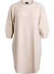 Knitted dress with 3/4 sleeves and a round neck, P. Stone White Mel., Packshot image number 0