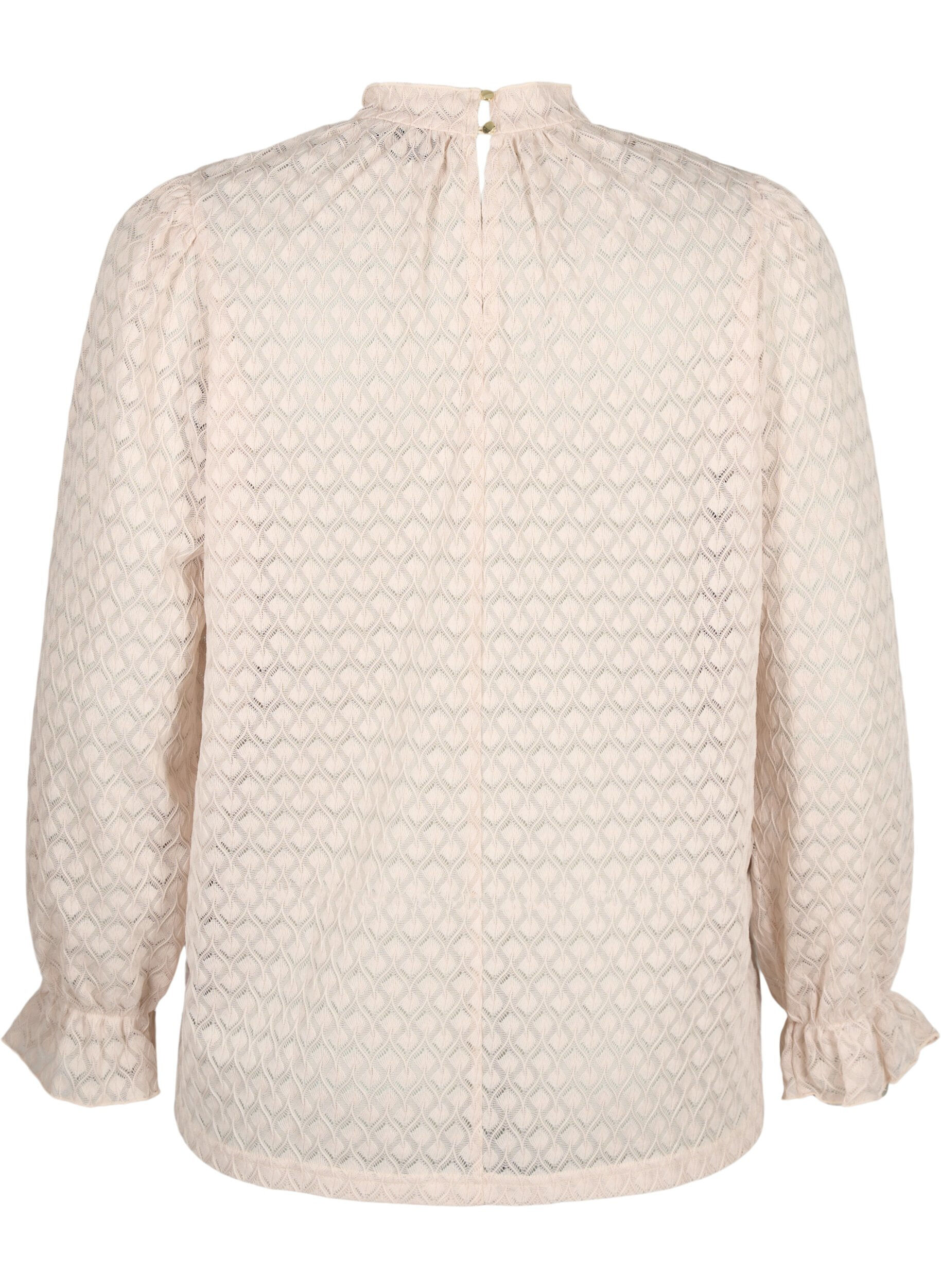 Zizzifashion Long-sleeved blouse with patterned texture, Whisper Pink, Packshot image number 1