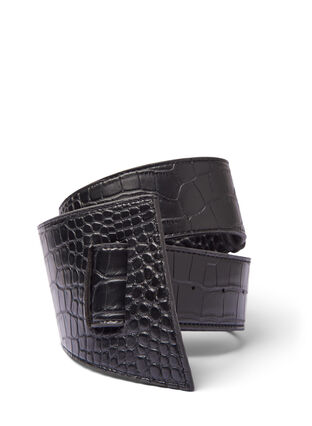 Faux leather waist belt, Black, Packshot image number 0