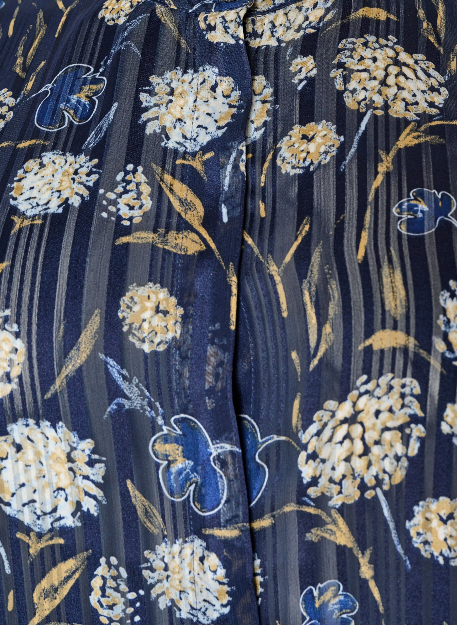 ZizzifashionPatterned shirt with a stand-up collar and 3/4-sleeves, Blue, Packshot image number 2