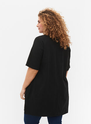 FLASH - Short sleeved tunic in cotton, Black, Model image number 1