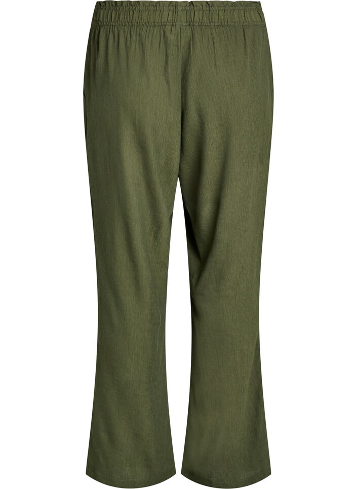 High-waisted viscose trousers with pockets, Green, Packshot image number 1