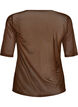 Mesh top with short sleeves and round neck, Brown, Packshot image number 1