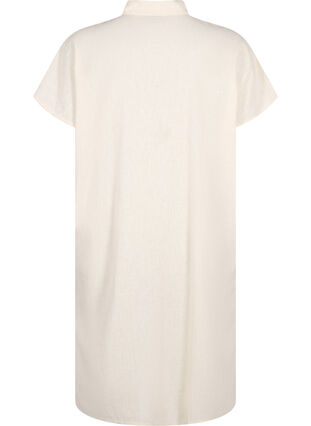 Long shirt in cotton blend with linen, Sandshell, Packshot image number 1