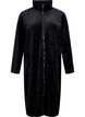 Velour dressing gown with zipper and pockets, Black, Packshot image number 0