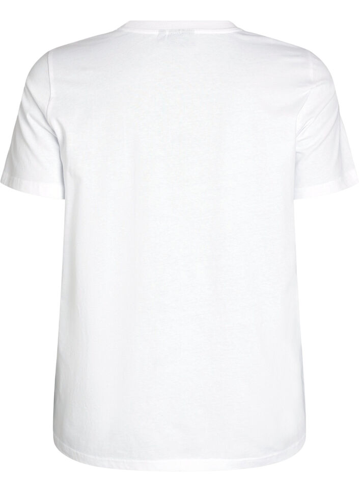 Cotton T-shirt with front print, White, Packshot image number 1