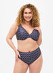High-waisted bikini bottoms with print, Blue, Model image number 0