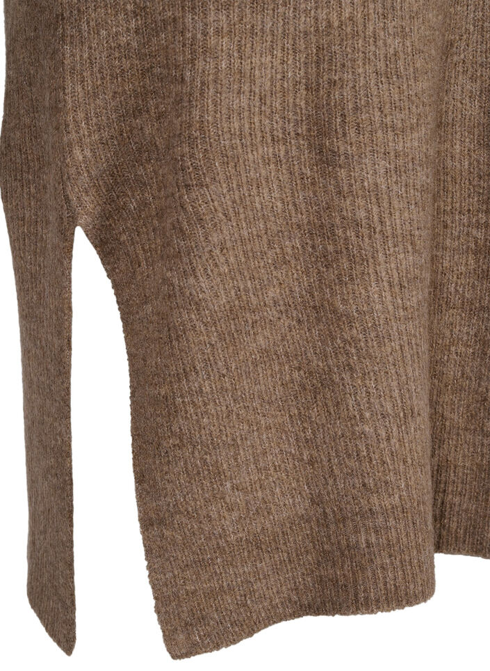 Long sleeved rib knit dress, Caribou Mel., Packshot image number 3