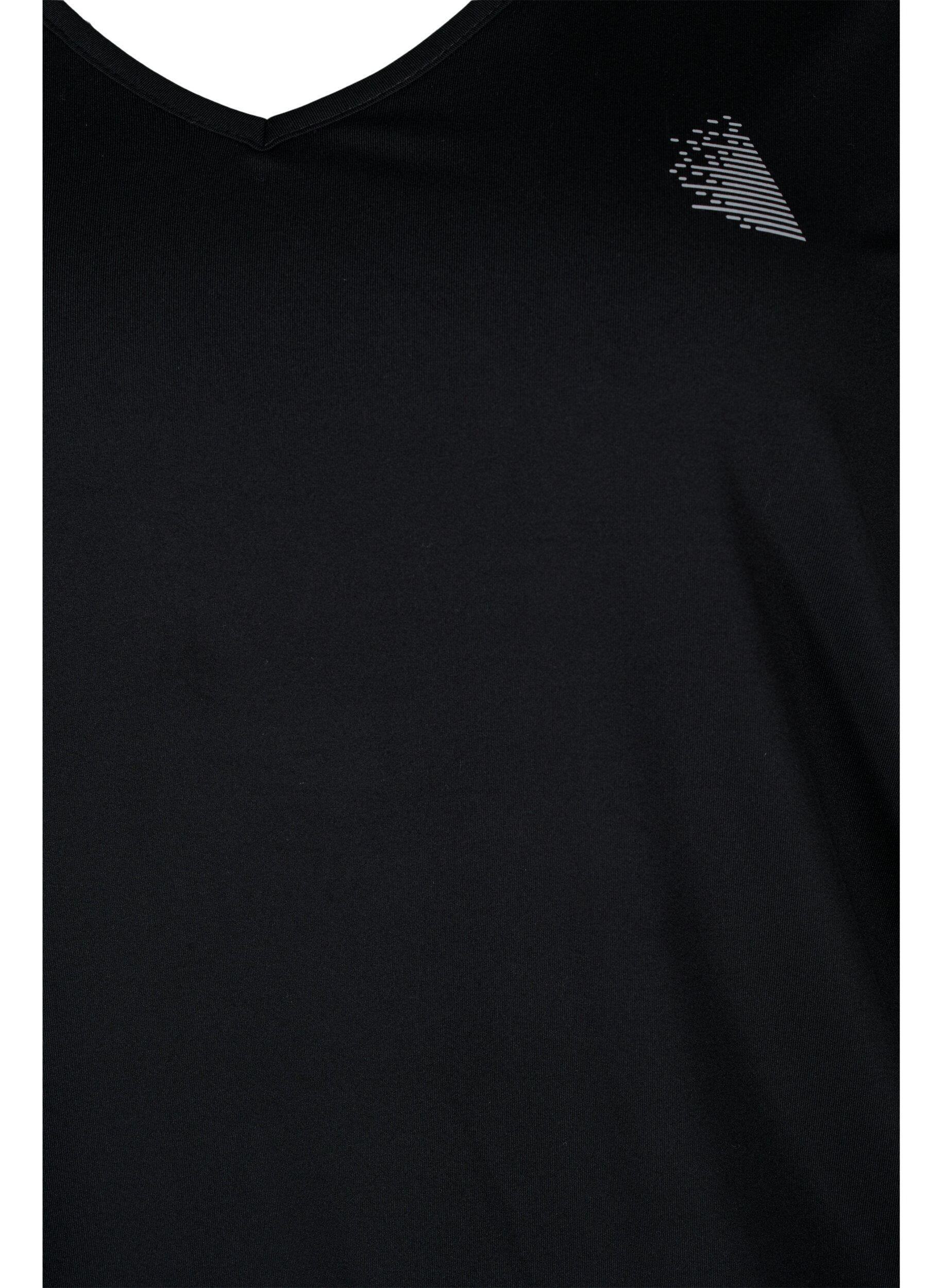 Zizzifashion Plain workout t-shirt with v-neck, Black, Packshot image number 2
