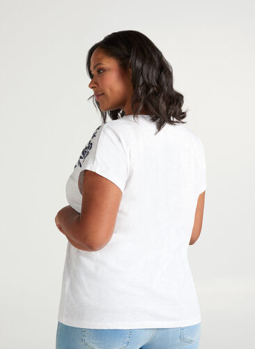 T-shirt with print, Bright White W. mood indigo, Model image number 1