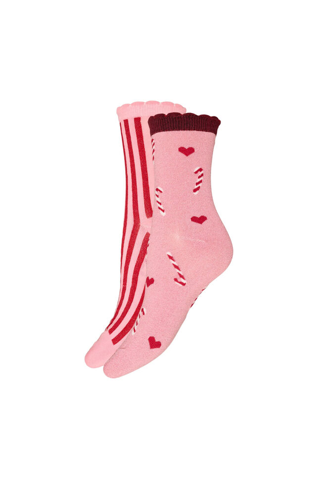 2-pack Christmas socks, Pink, Packshot image number 0